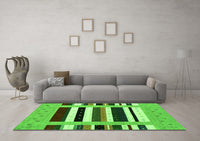 Machine Washable Abstract Green Contemporary Rug, wshcon1962grn