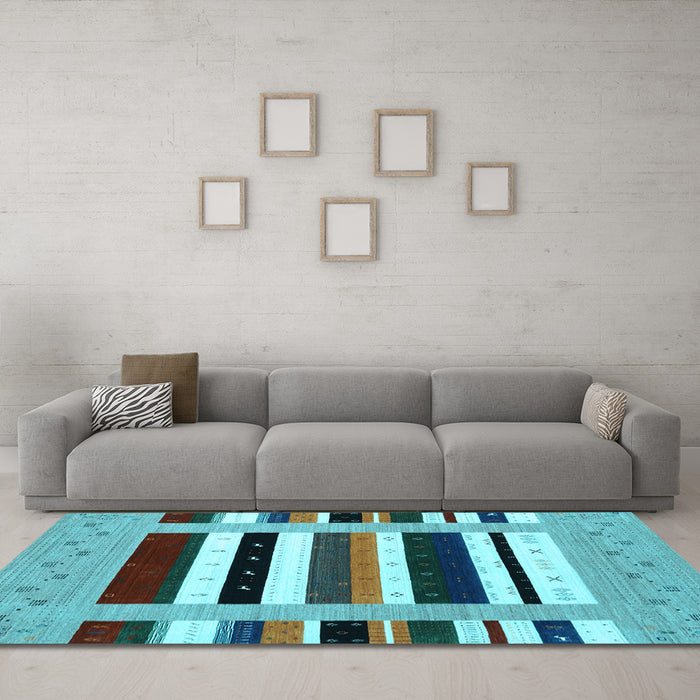 Machine Washable Abstract Light Blue Contemporary Rug in a Living Room, wshcon1962lblu