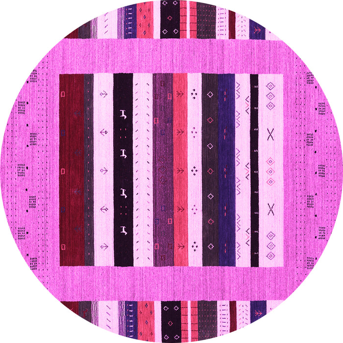 Round Machine Washable Abstract Pink Contemporary Rug, wshcon1962pnk