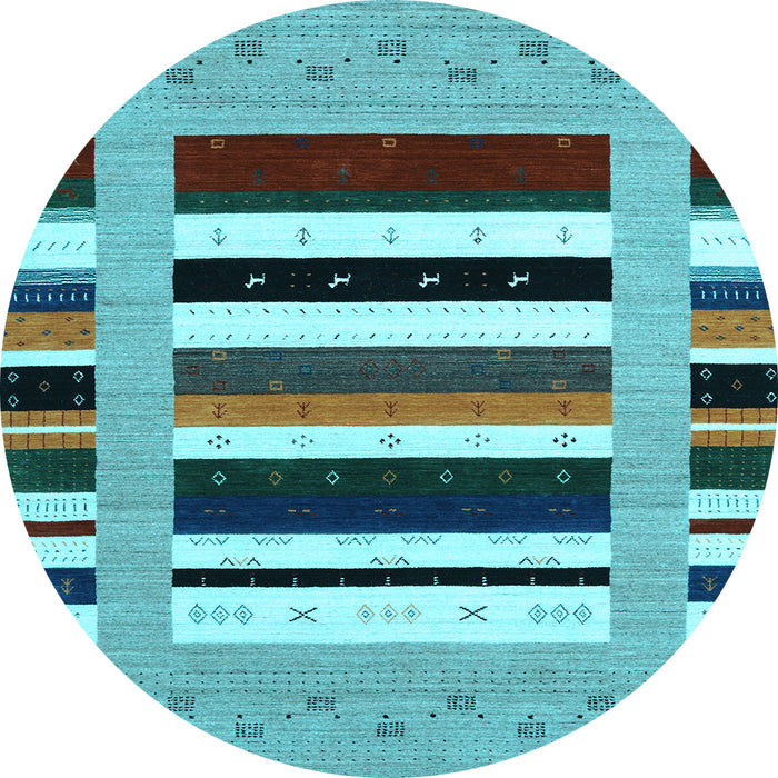 Round Machine Washable Abstract Light Blue Contemporary Rug, wshcon1962lblu