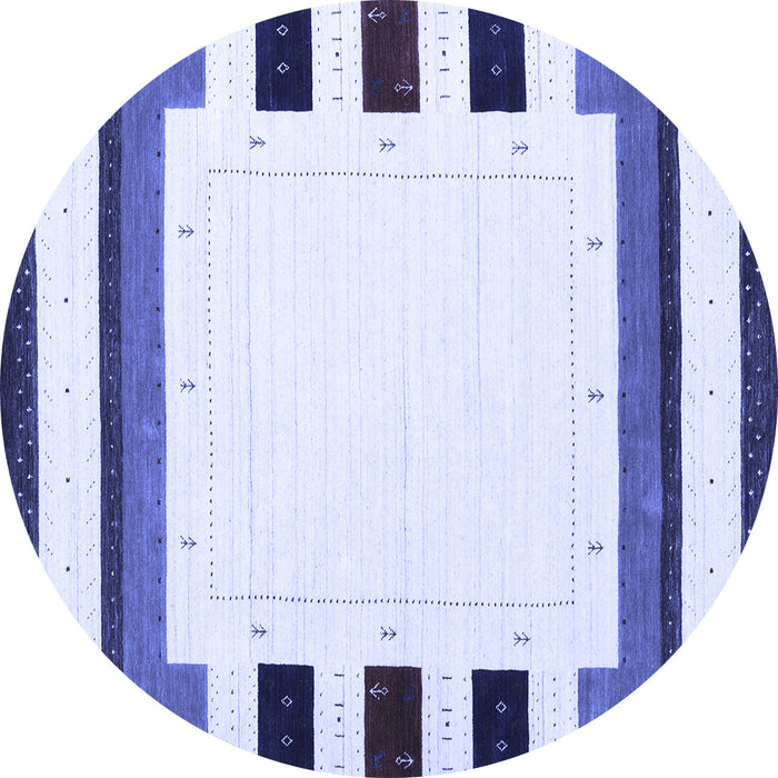 Round Machine Washable Solid Blue Modern Rug, wshcon1963blu