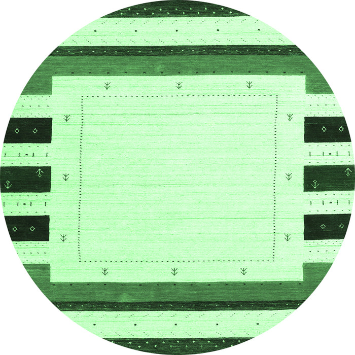 Round Machine Washable Solid Emerald Green Modern Area Rugs, wshcon1963emgrn