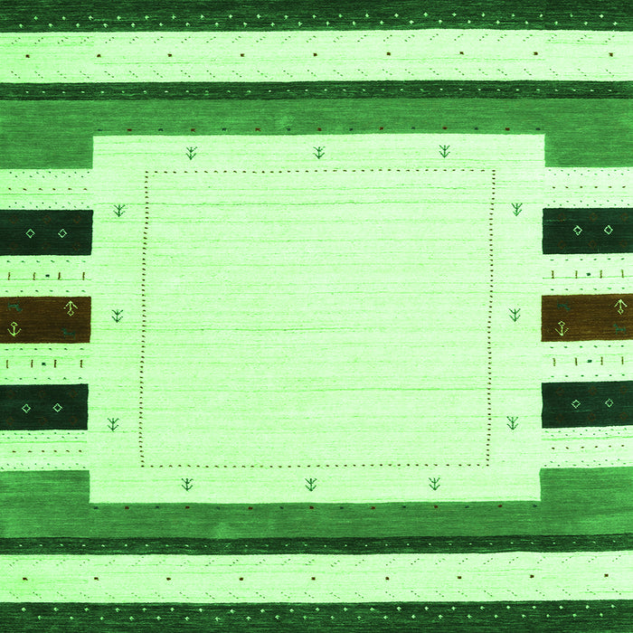 Round Machine Washable Solid Green Modern Area Rugs, wshcon1963grn