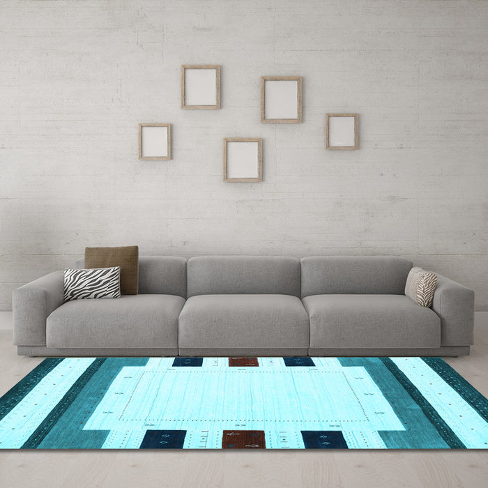 Machine Washable Solid Light Blue Modern Rug in a Living Room, wshcon1963lblu