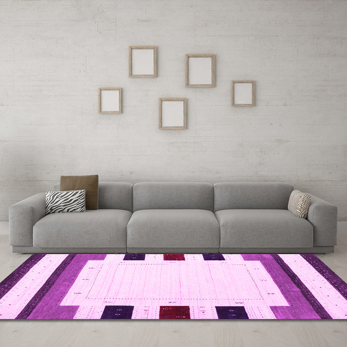 Machine Washable Solid Pink Modern Rug in a Living Room, wshcon1963pnk