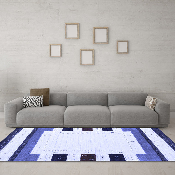 Machine Washable Solid Blue Modern Rug in a Living Room, wshcon1963blu