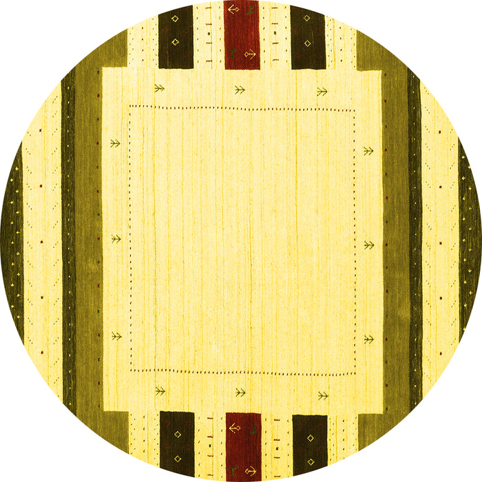 Round Solid Yellow Modern Rug, con1963yw