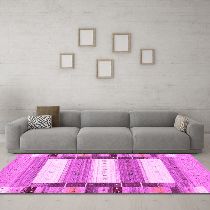 Machine Washable Abstract Pink Contemporary Rug in a Living Room, wshcon1964pnk