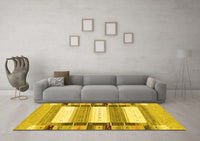 Machine Washable Abstract Yellow Contemporary Rug, wshcon1964yw