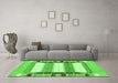 Machine Washable Abstract Green Contemporary Area Rugs in a Living Room,, wshcon1964grn