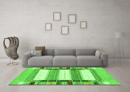 Machine Washable Abstract Green Contemporary Area Rugs in a Living Room,, wshcon1964grn