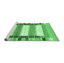 Sideview of Machine Washable Abstract Emerald Green Contemporary Area Rugs, wshcon1964emgrn