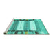 Sideview of Machine Washable Abstract Turquoise Contemporary Area Rugs, wshcon1964turq