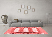 Machine Washable Abstract Red Contemporary Rug, wshcon1964red