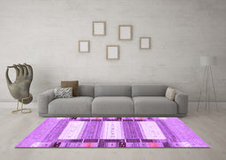 Machine Washable Abstract Purple Contemporary Area Rugs in a Living Room, wshcon1964pur