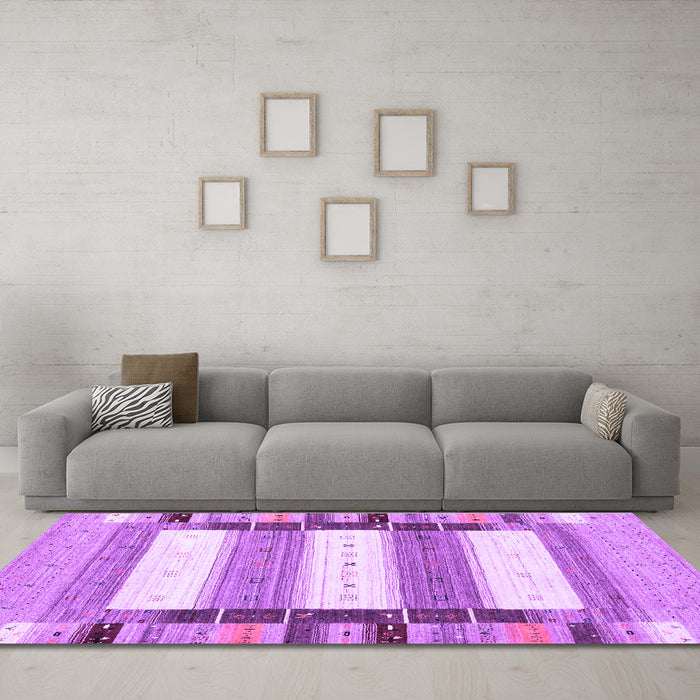 Machine Washable Abstract Purple Contemporary Area Rugs in a Living Room, wshcon1964pur