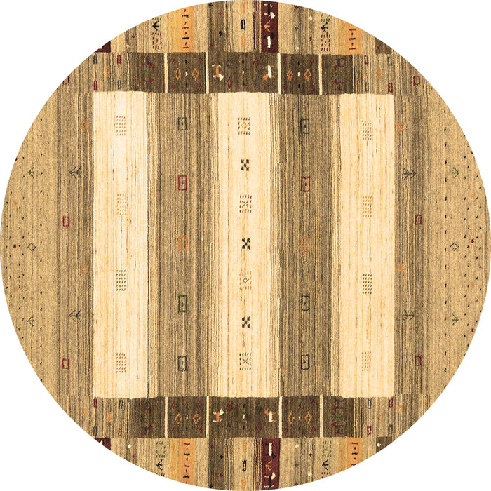 Round Abstract Brown Contemporary Rug, con1964brn