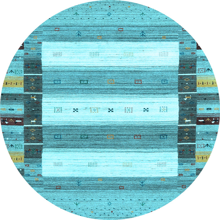 Round Machine Washable Abstract Light Blue Contemporary Rug, wshcon1964lblu