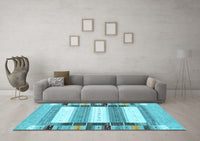 Machine Washable Abstract Light Blue Contemporary Rug, wshcon1964lblu