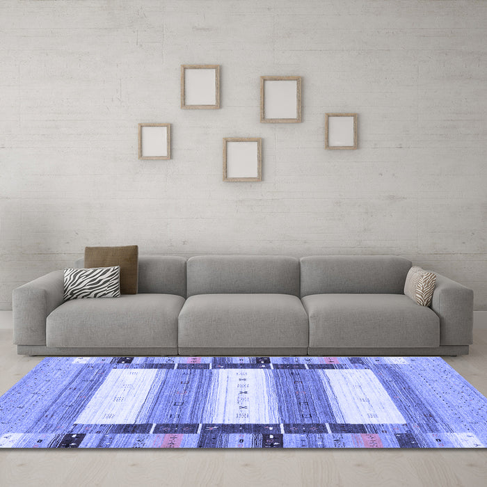 Machine Washable Abstract Blue Contemporary Rug in a Living Room, wshcon1964blu