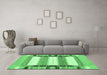 Machine Washable Abstract Emerald Green Contemporary Area Rugs in a Living Room,, wshcon1964emgrn