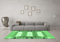 Machine Washable Abstract Emerald Green Contemporary Rug, wshcon1964emgrn