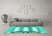 Machine Washable Abstract Turquoise Contemporary Area Rugs in a Living Room,, wshcon1964turq