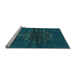 Sideview of Machine Washable Abstract Light Blue Contemporary Rug, wshcon1965lblu