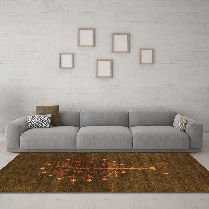 Machine Washable Abstract Orange Contemporary Area Rugs in a Living Room, wshcon1965org