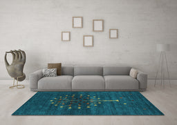 Machine Washable Abstract Light Blue Contemporary Rug in a Living Room, wshcon1965lblu