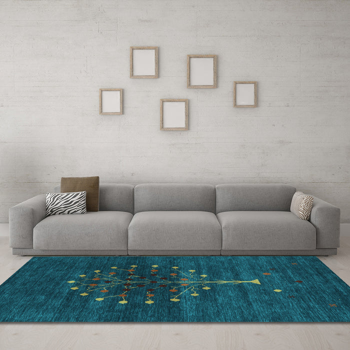Machine Washable Abstract Light Blue Contemporary Rug in a Living Room, wshcon1965lblu