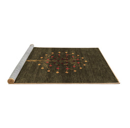 Sideview of Machine Washable Abstract Brown Contemporary Rug, wshcon1965brn