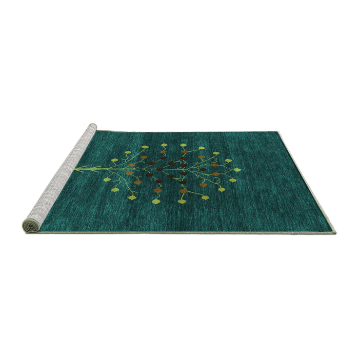 Sideview of Machine Washable Abstract Turquoise Contemporary Area Rugs, wshcon1965turq