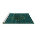 Sideview of Machine Washable Abstract Turquoise Contemporary Area Rugs, wshcon1965turq