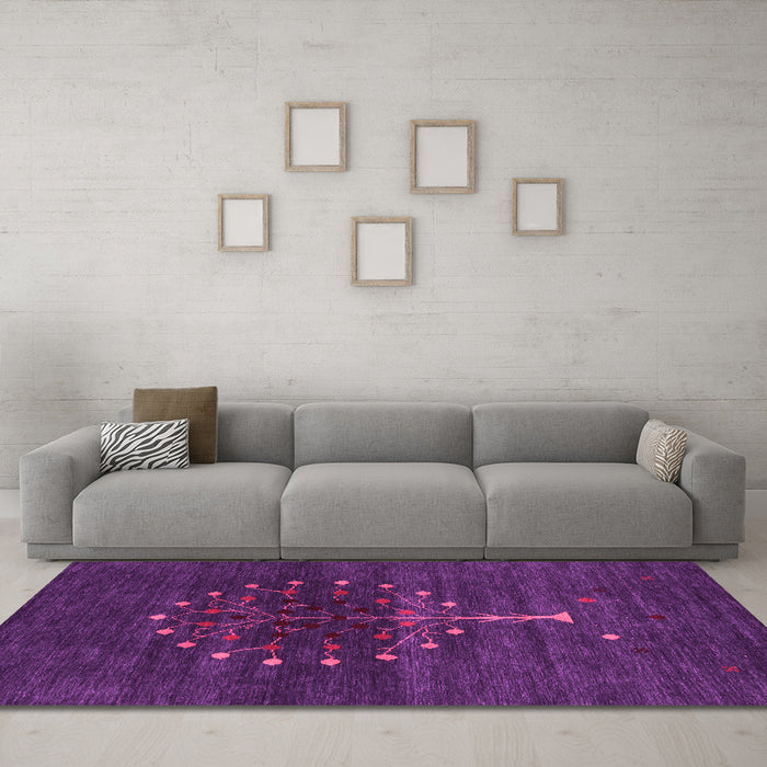 Machine Washable Abstract Pink Contemporary Rug in a Living Room, wshcon1965pnk