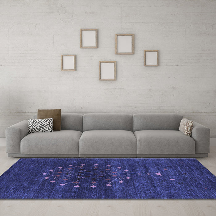 Machine Washable Abstract Blue Contemporary Rug in a Living Room, wshcon1965blu