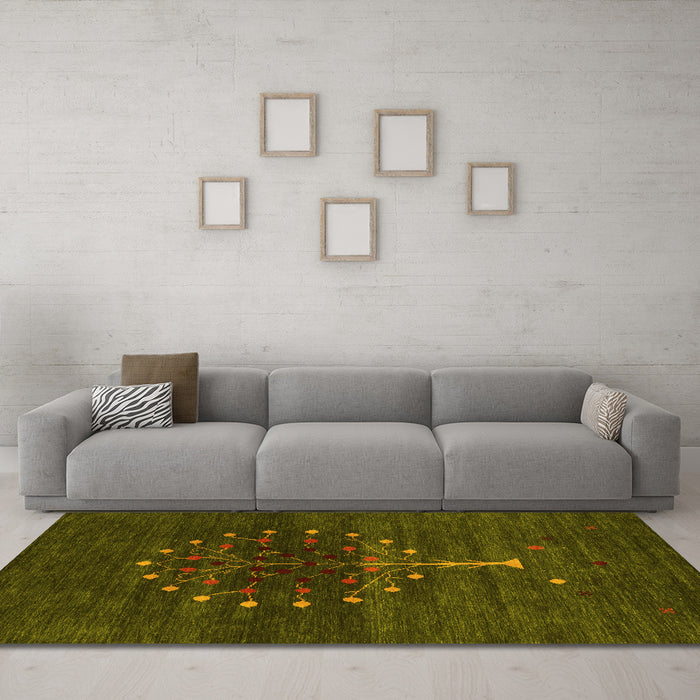 Machine Washable Abstract Yellow Contemporary Rug in a Living Room, wshcon1965yw