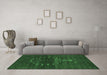 Machine Washable Abstract Emerald Green Contemporary Area Rugs in a Living Room,, wshcon1965emgrn