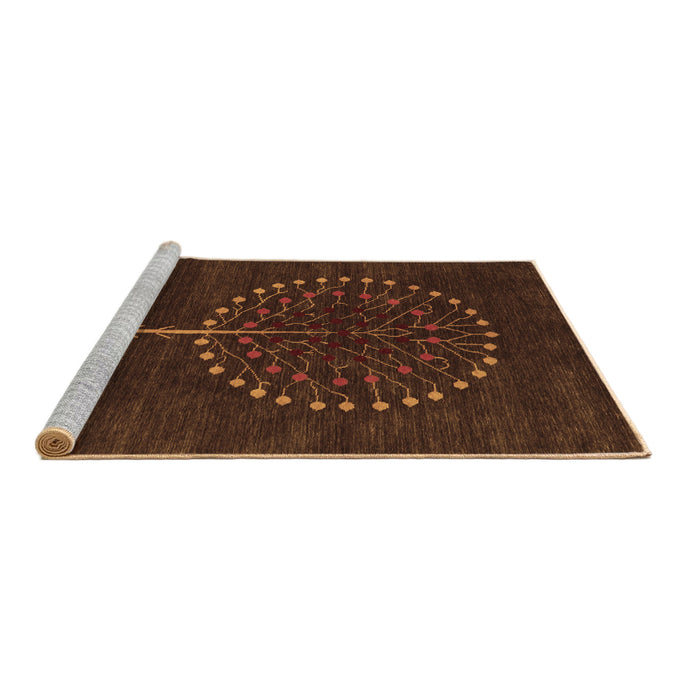 Sideview of Machine Washable Abstract Brown Contemporary Rug, wshcon1966brn