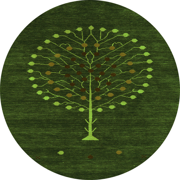 Square Abstract Green Contemporary Rug, con1966grn