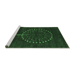 Sideview of Machine Washable Abstract Emerald Green Contemporary Area Rugs, wshcon1966emgrn