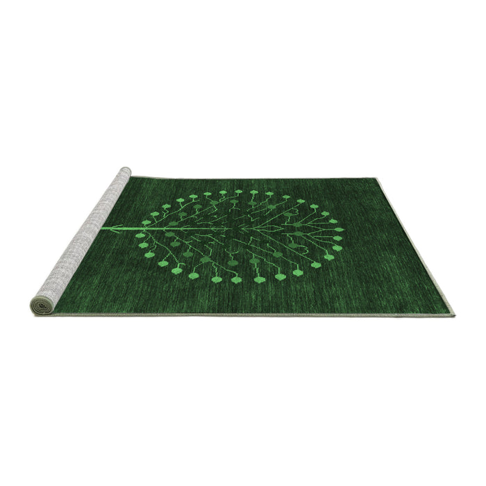 Sideview of Machine Washable Abstract Emerald Green Contemporary Area Rugs, wshcon1966emgrn