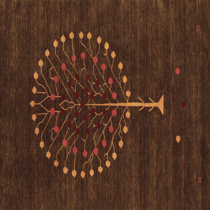 Square Abstract Brown Contemporary Rug, con1966brn