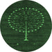 Round Abstract Emerald Green Contemporary Rug, con1966emgrn