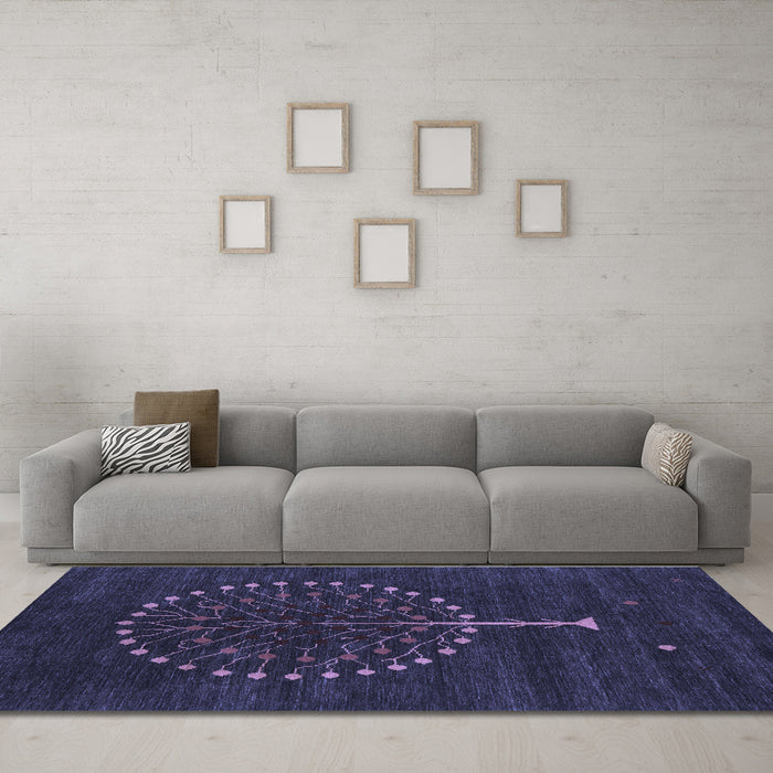 Machine Washable Abstract Blue Contemporary Rug in a Living Room, wshcon1966blu