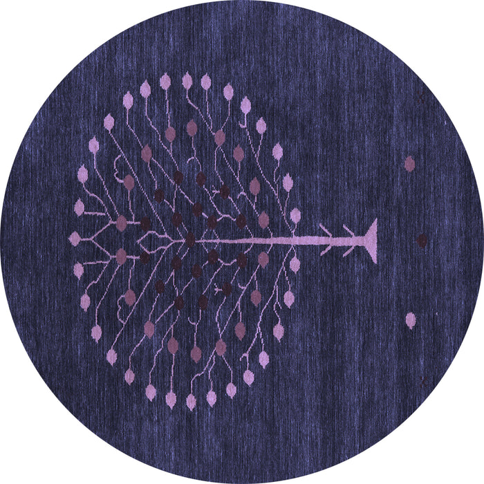Round Abstract Blue Contemporary Rug, con1966blu