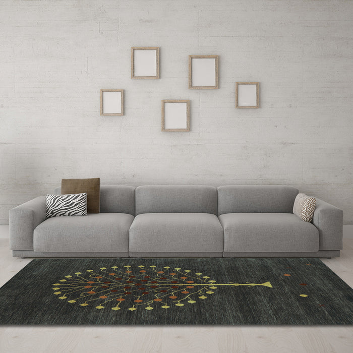 Machine Washable Abstract Light Blue Contemporary Rug in a Living Room, wshcon1966lblu