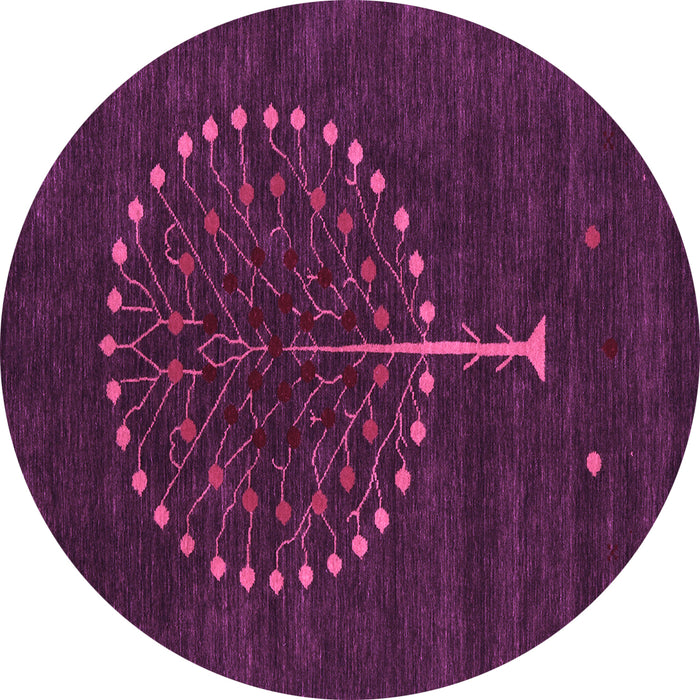 Round Machine Washable Abstract Purple Contemporary Area Rugs, wshcon1966pur