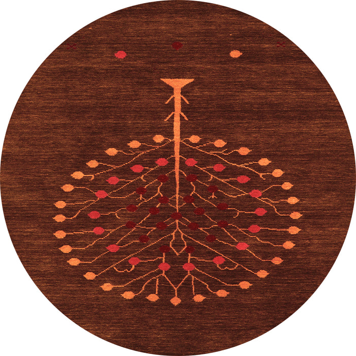 Square Abstract Orange Contemporary Rug, con1966org