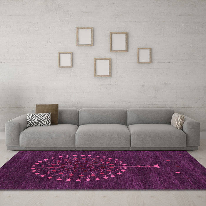 Machine Washable Abstract Purple Contemporary Area Rugs in a Living Room, wshcon1966pur